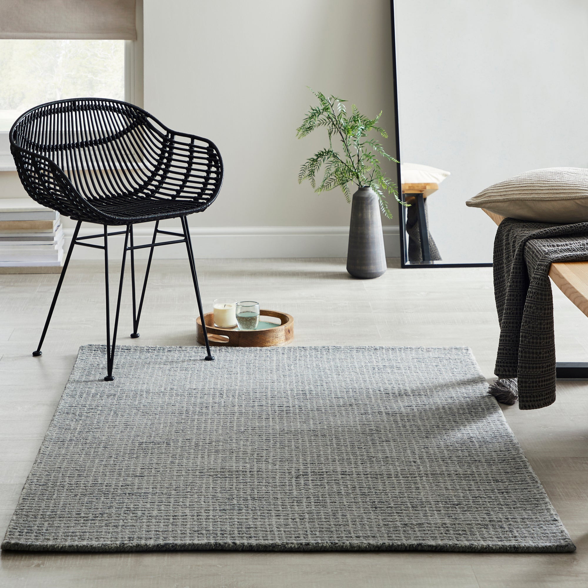 Boucle Wool Rug Grey
