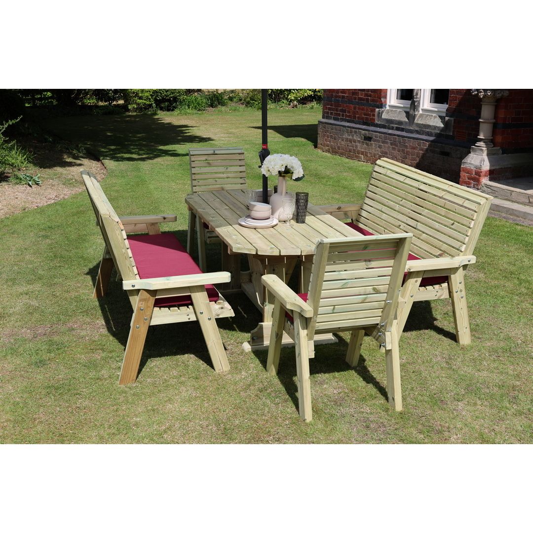Churnet Valley Garden Furniture Ltd Ergo 2X3B 2XC Table Set - Min. Assembly Required - Set of Cushions Inc in Brown