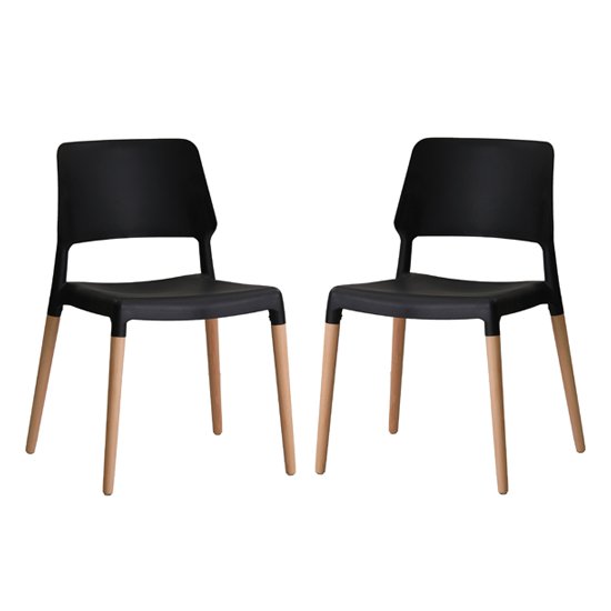 Riva Black Finish Dining Chairs In Pair