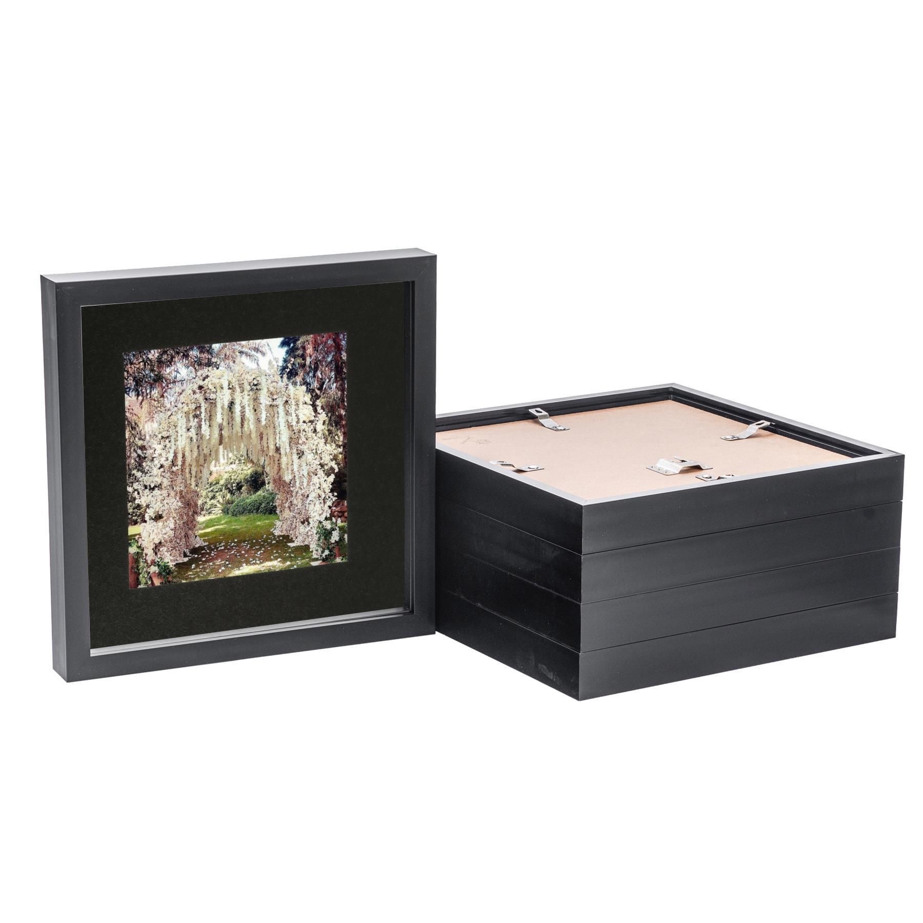 Nicola Spring 10x10" 3D Box Photo Frames 6x6" x5 in Black