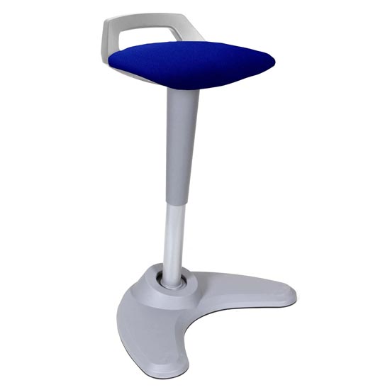Spry Fabric Office Stool In Grey Frame And Stevia Blue Seat