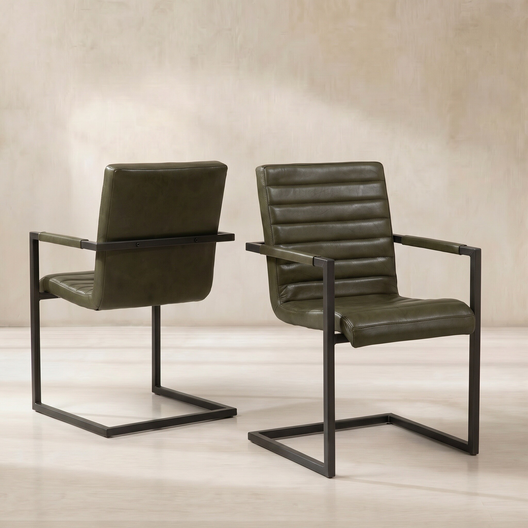 Pure Furniture Brutus Armchair, Green Leather | Barker & Stonehouse
