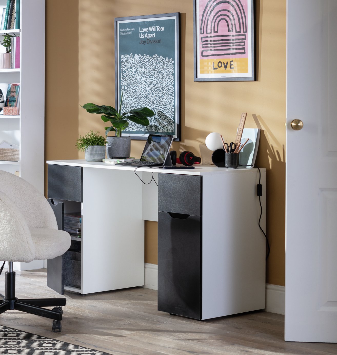 Habitat Pob Double Pedestal Desk - Black