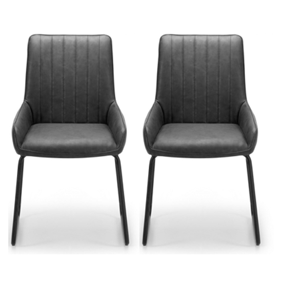 Soho Black Faux Leather Dining Chair In Pair