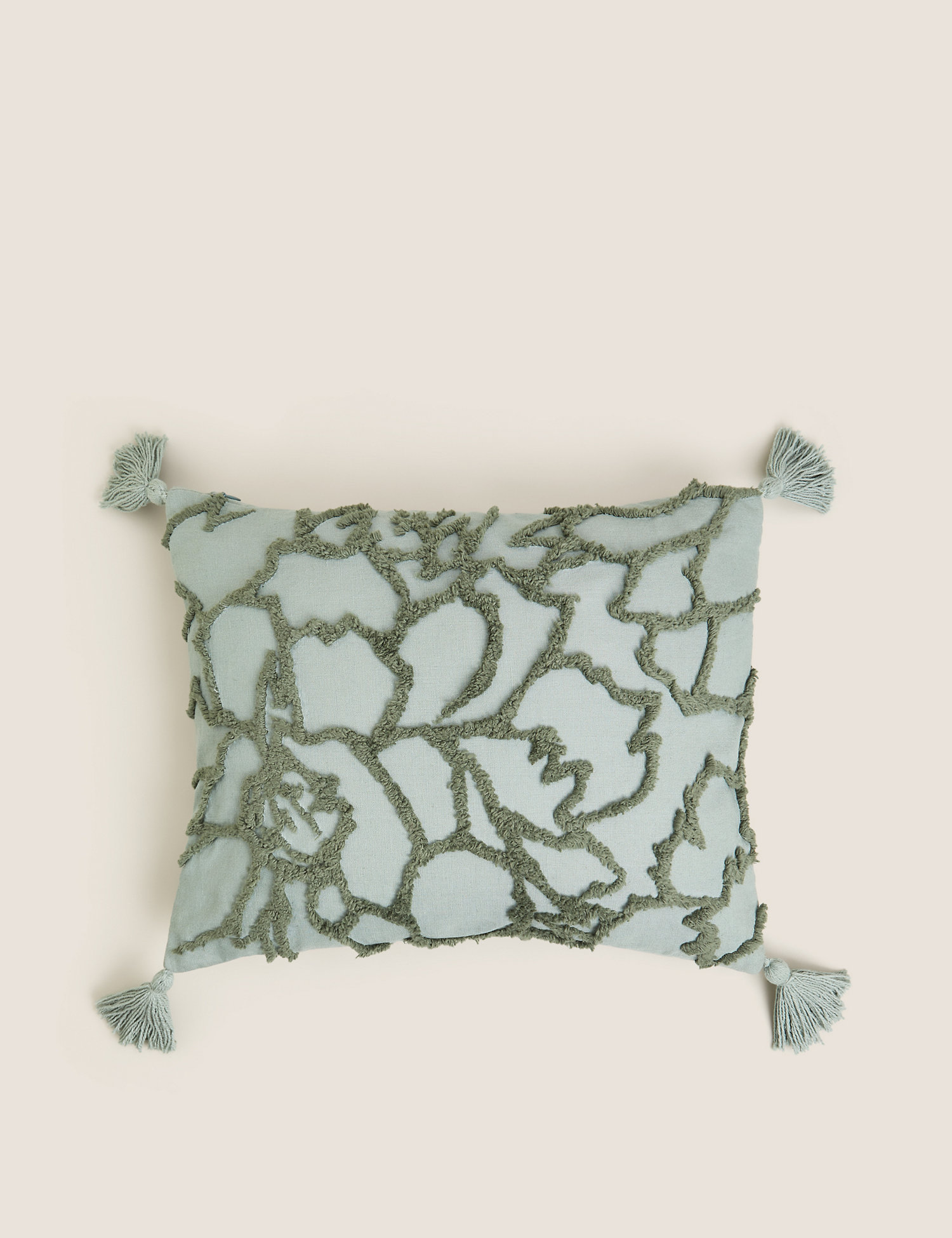 M&S Cotton Rich Floral Tufted Bolster Cushion