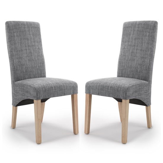 Baxter Grey Wave Back Tweed Dining Chair In A Pair