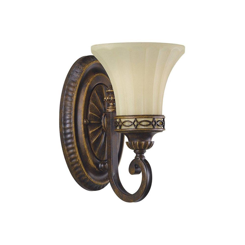 Netlighting Drawing Room 1 Light Wall Light Walnut Glass Shade E27 in Brown