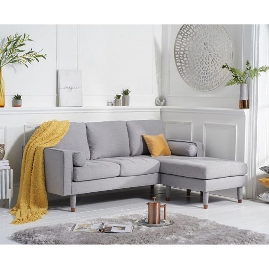 Garren Reversible Three Seater Chaise Sofa In Grey Linen
