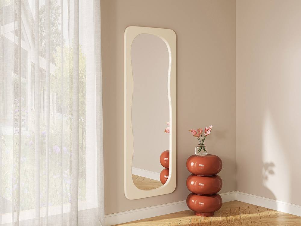Vente-unique Mirror With Glossy Finish - W. 24 X H. 160 Cm - Ivory - HAIMEI