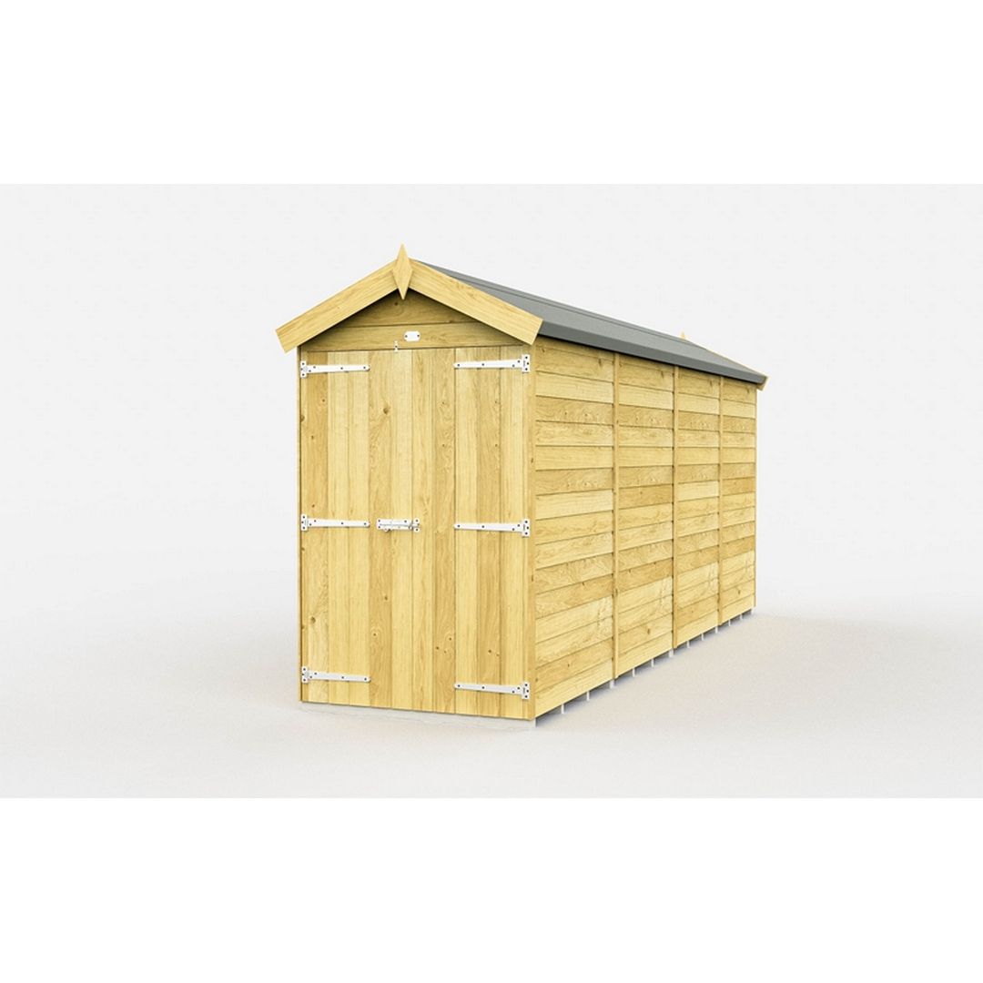 Buttercup Farm 4 x 16 Feet Apex Shed - Double Door W/O Window - L472 x W118 x H217 cm in Brown