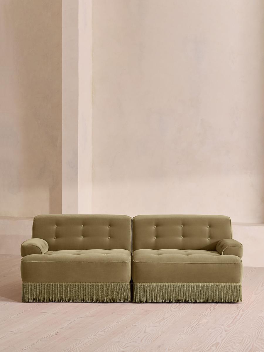 Elowen Modular Sofa, Three Seater, Velvet, Lichen