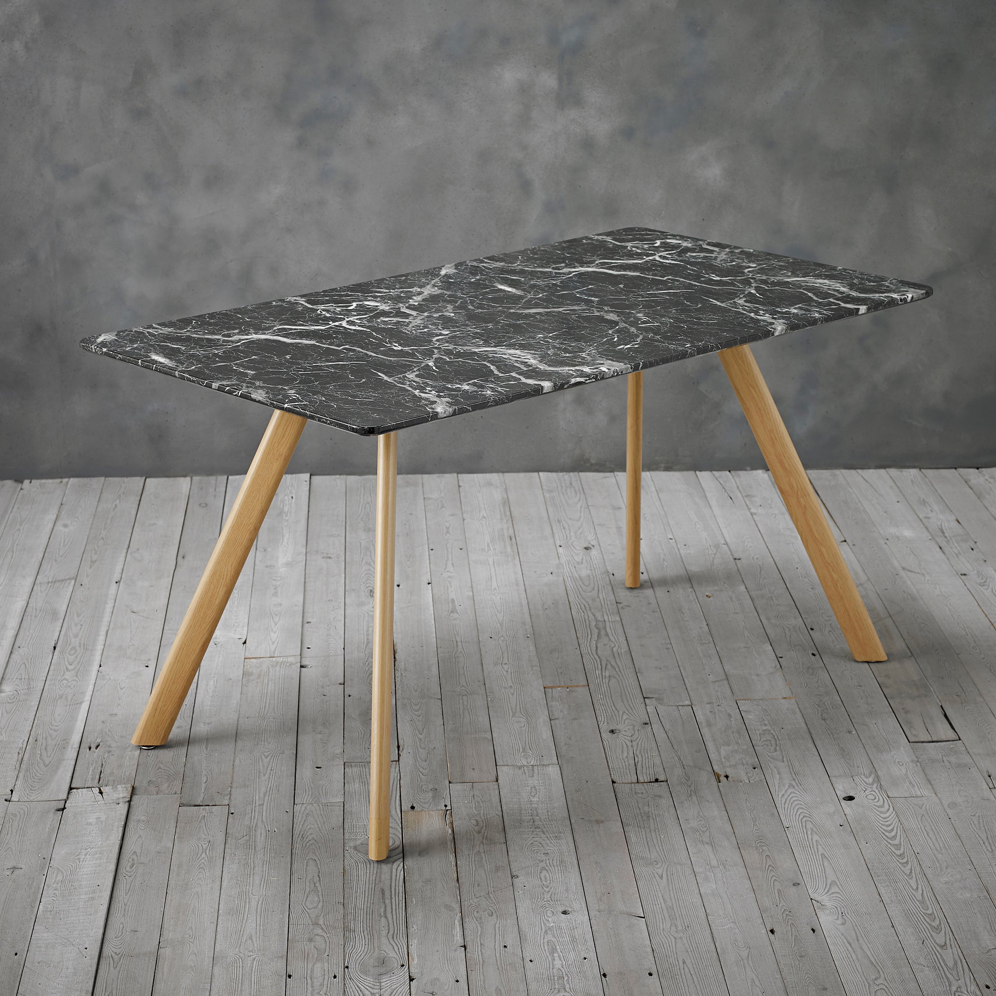 Venice Marble Effect Dining Table Black and Brown