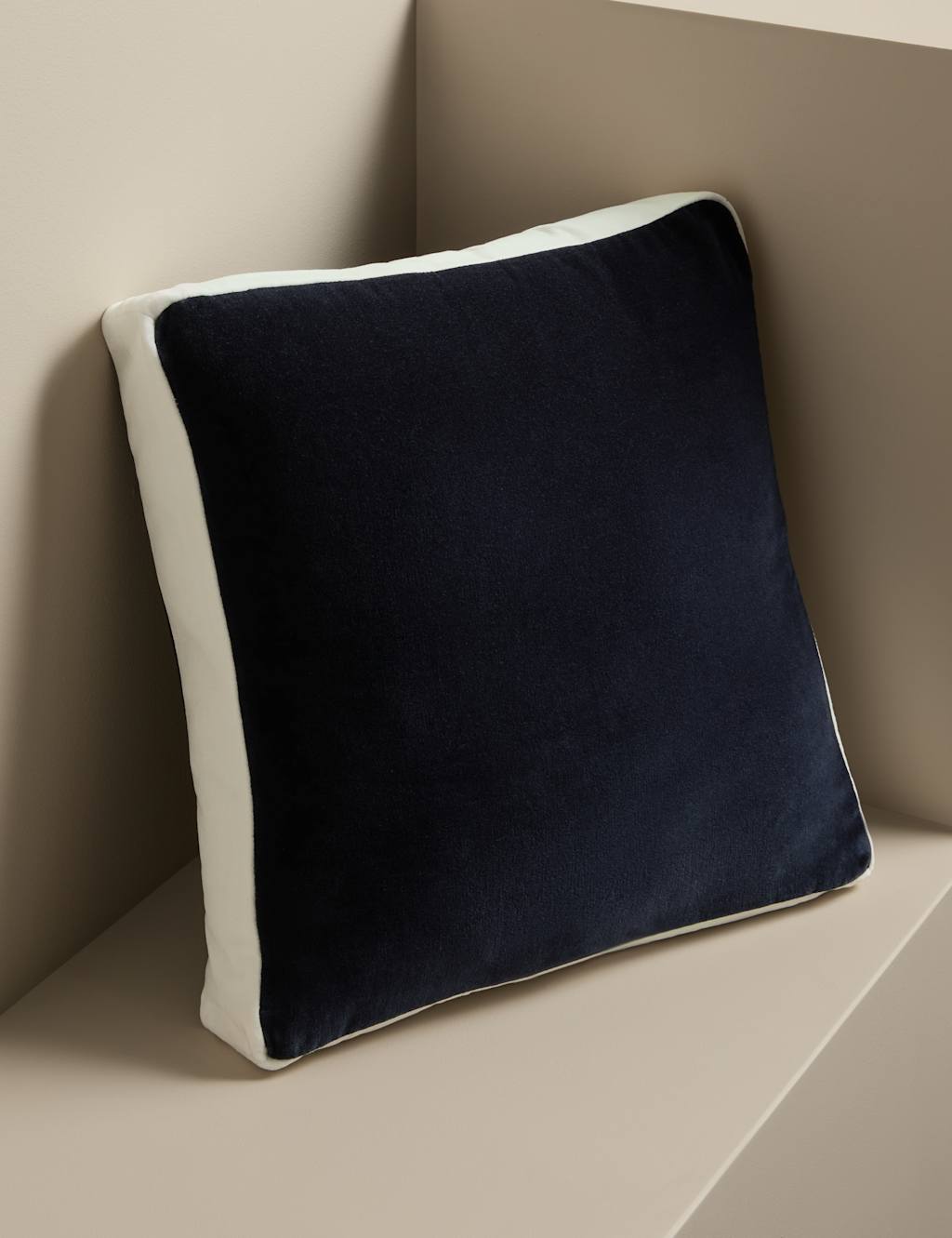 M&S X Kelly Hoppen Velvet Box Cushion Navy Mix