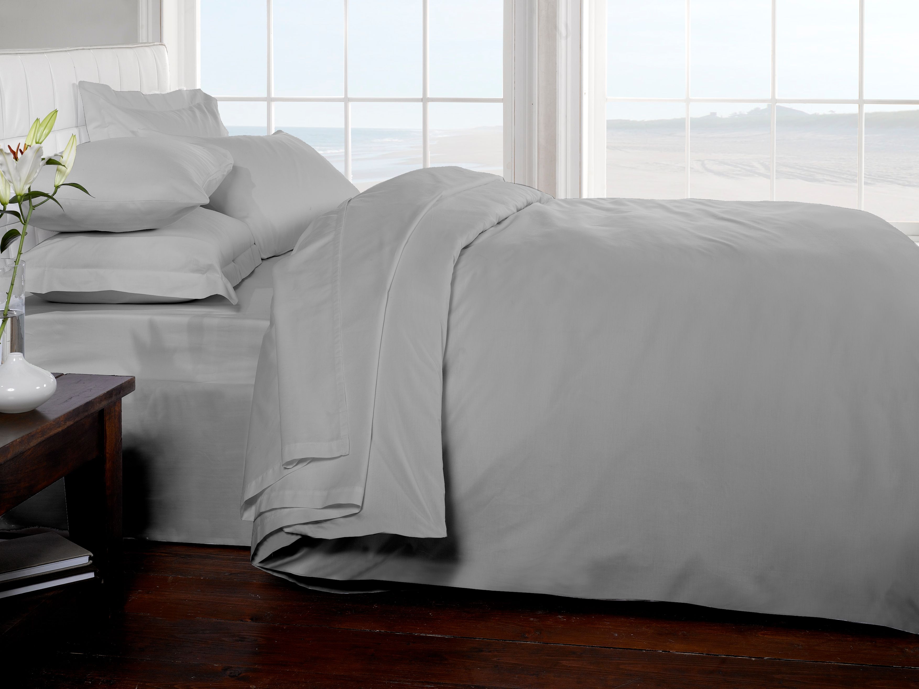 Rapport Home 200 Thread Count Cotton Quilt Cover in Silver | Size: Super King