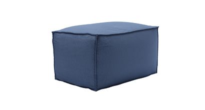 Isaac Small Rectangular Footstool in Oxford Blue Brushed Linen Cotton - sofa.com