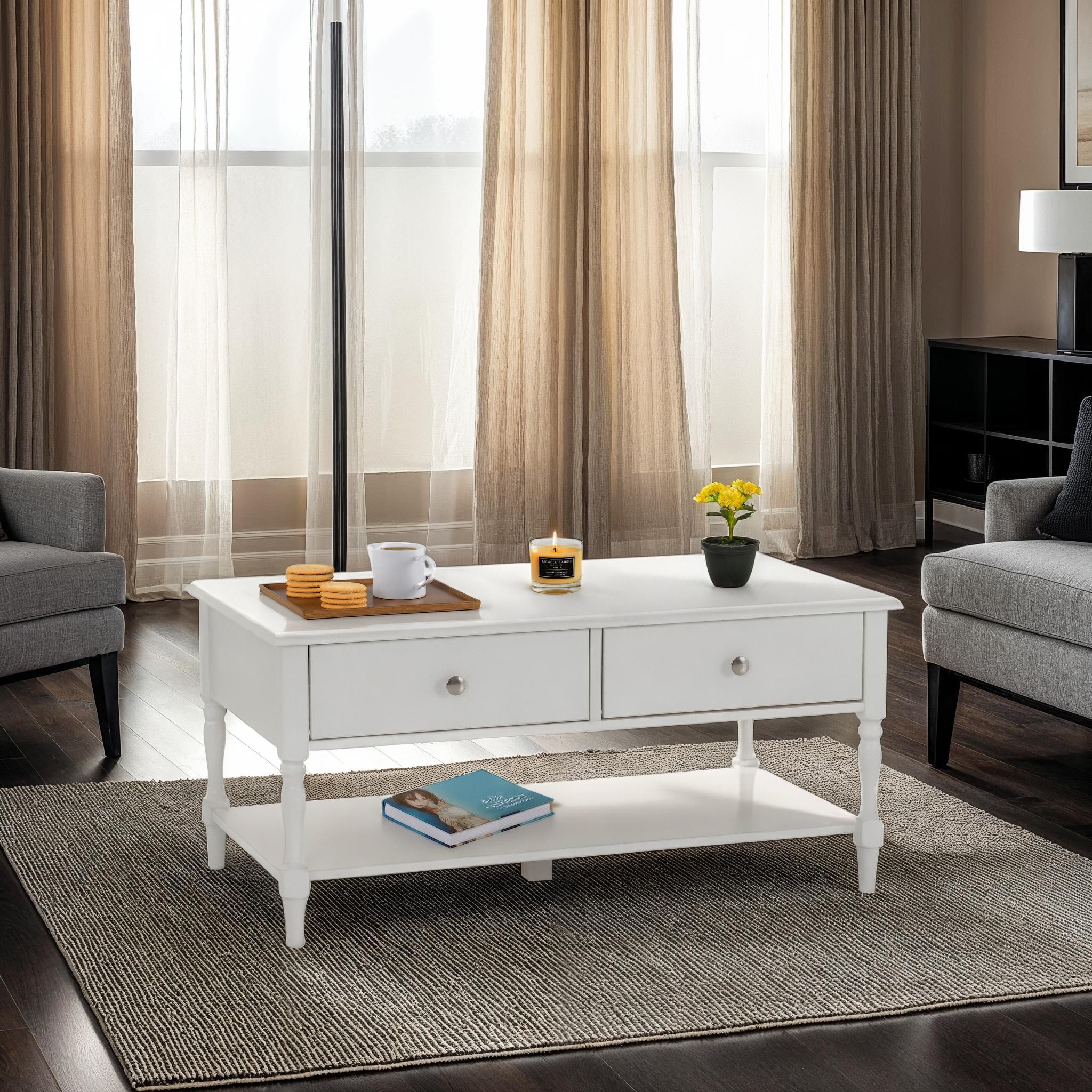 Seconique Stratford 2 Drawer Coffee Table in White