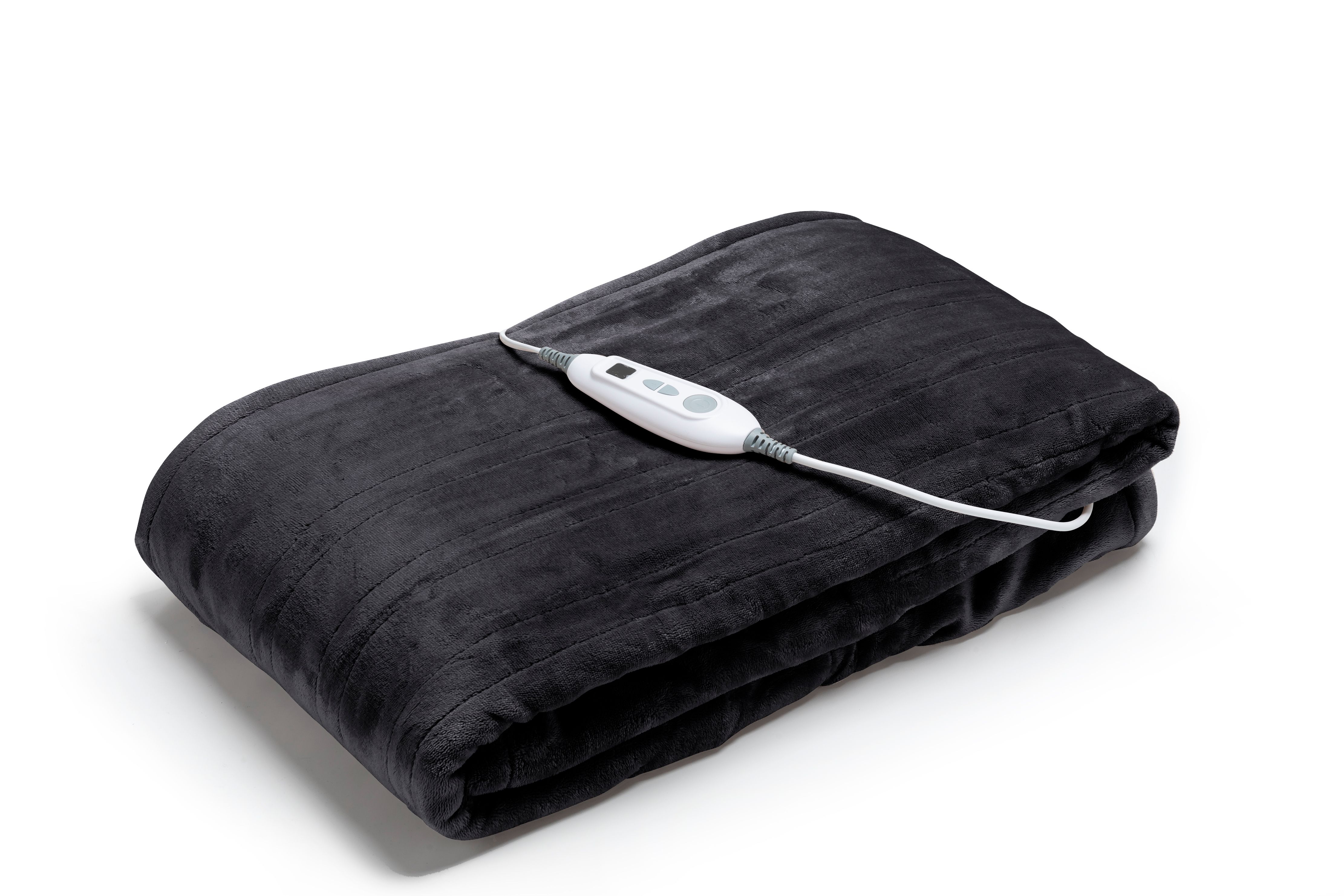 Snug City Electric Heated Over Blanket Throw 6 Heat Settings Machine Washable Soft Touch in Black