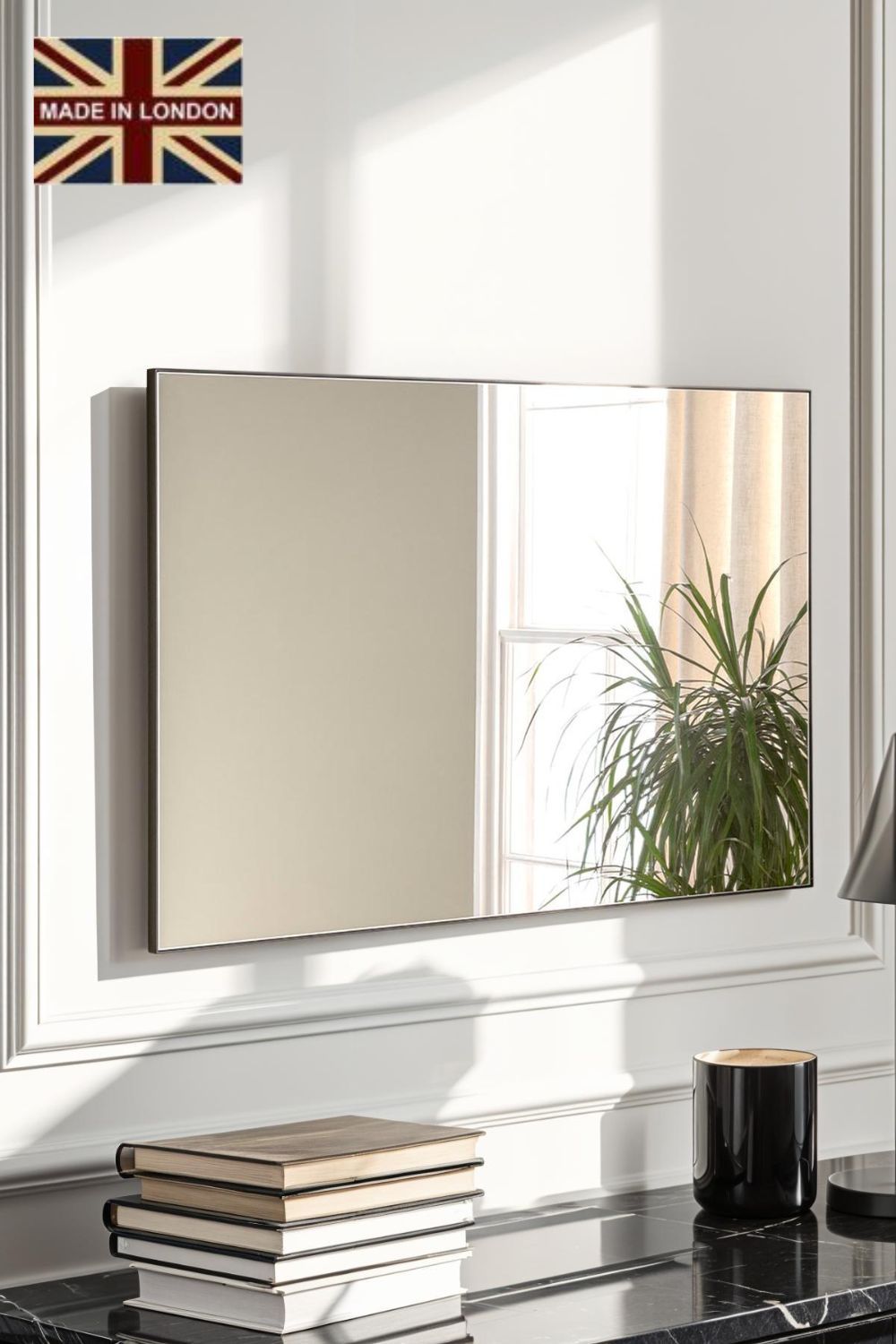Yearn Mirrors Minimal Black Rectangular Mirror 120x80cm
