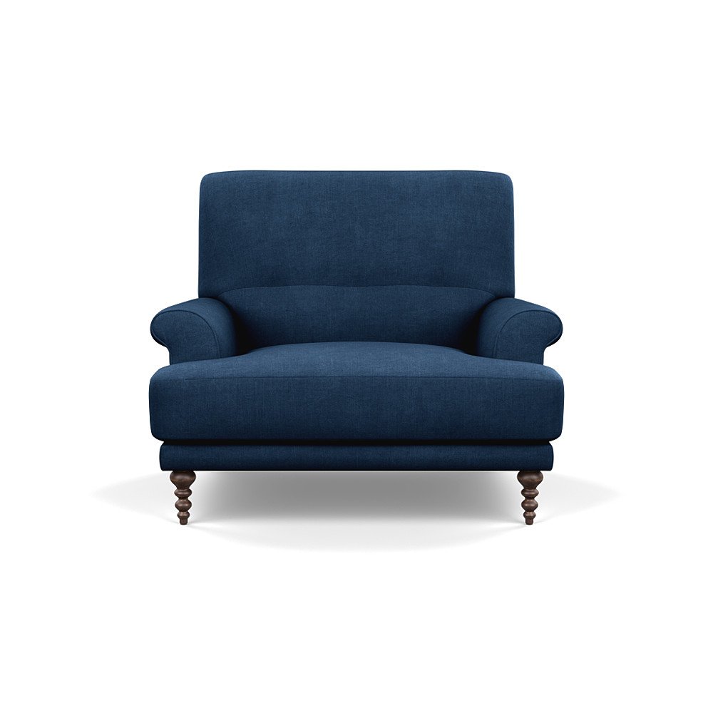 SCP Oscar Informal Armchair Capelo Linen-Cotton Ink Spot Walnut Feet