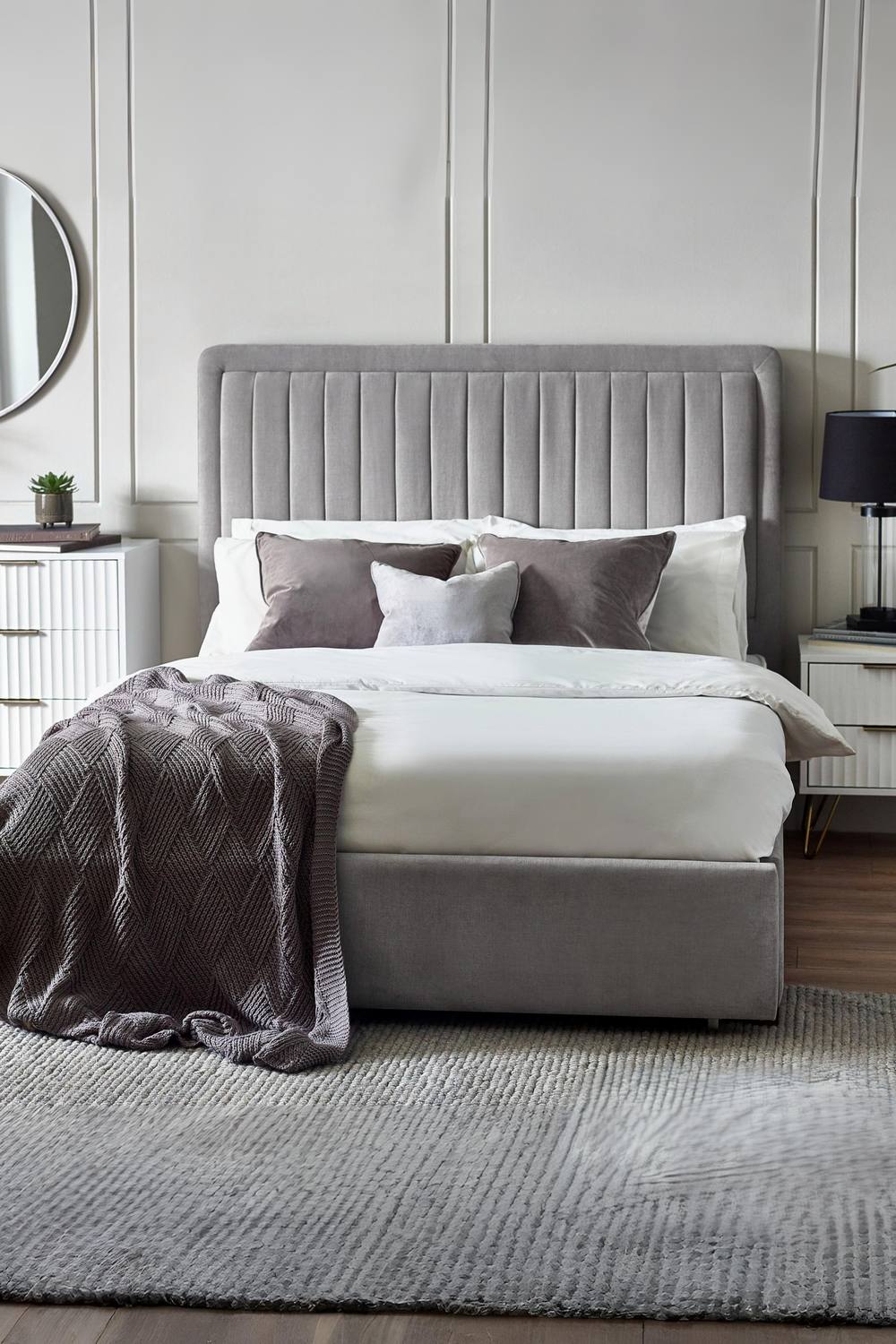 Julian Bowen Savannah Upholstered Bed with Drawer in Grey