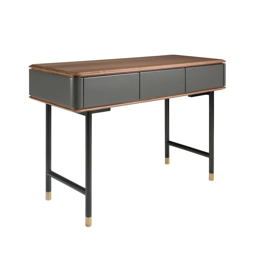 Angel Cerda Rectangular Console Table, Walnut Veneer Top, Matt in Dark Grey