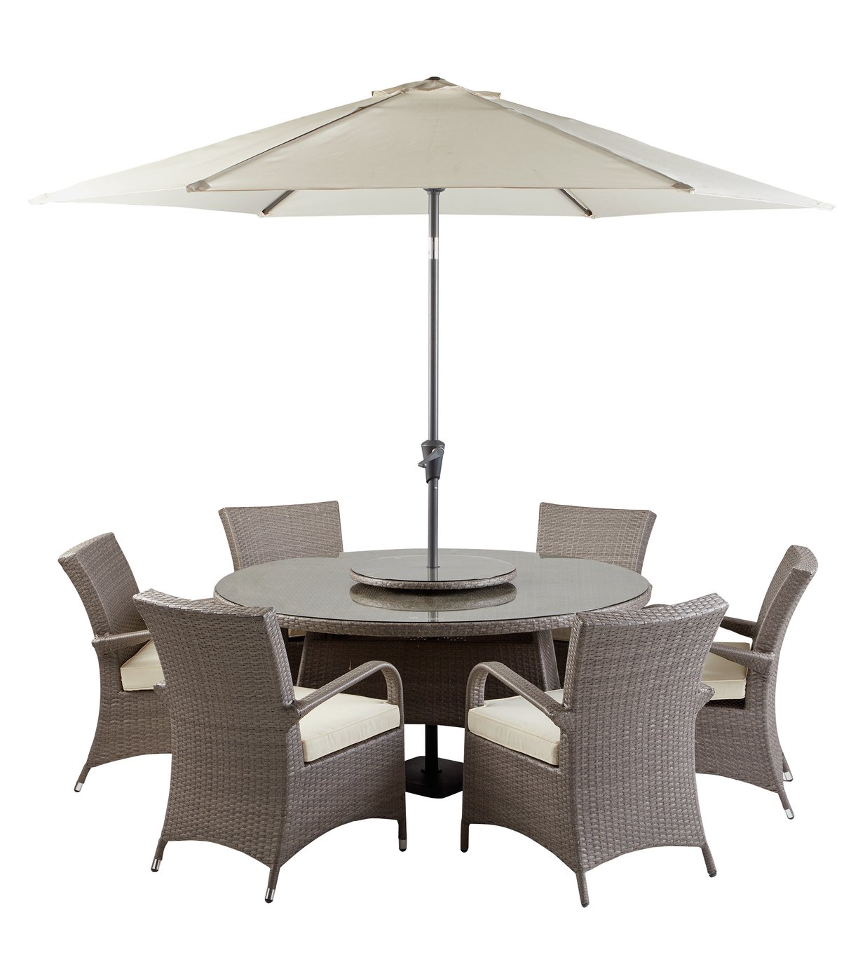 Argos Home Seychelles 6 Seater Rattan Effect Patio Set -Grey