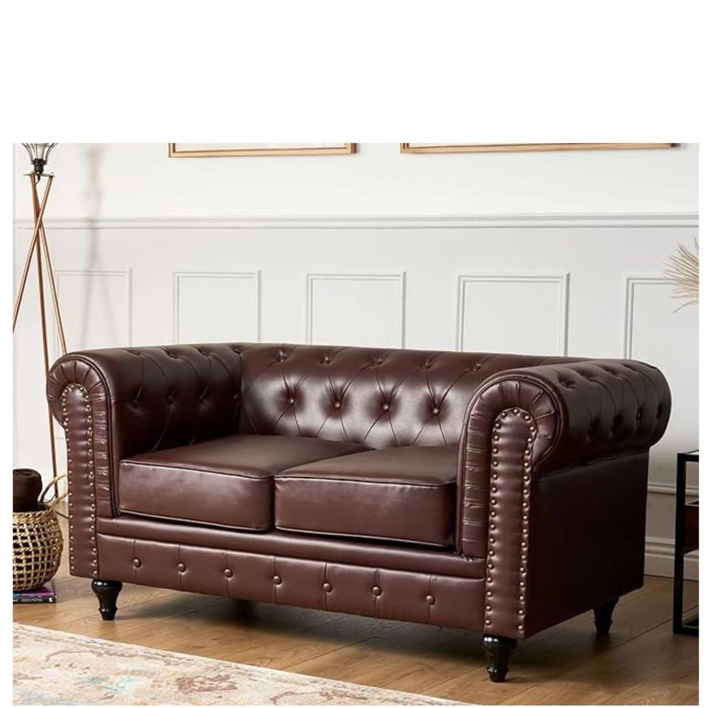 Bliss Furniture Chesterfield 2 Seater Sofa in Faux Leather in Brown