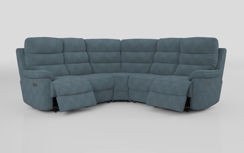Blue Fabric Ossett 2 Corner 2 Power Sofa with Head Tilt