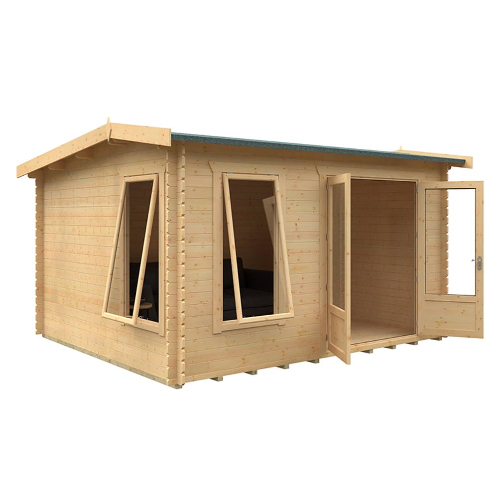 Buttercup Farm 12x10 The Longleat 28mm Cabin - L355 x W295 x H247 cm in Natural