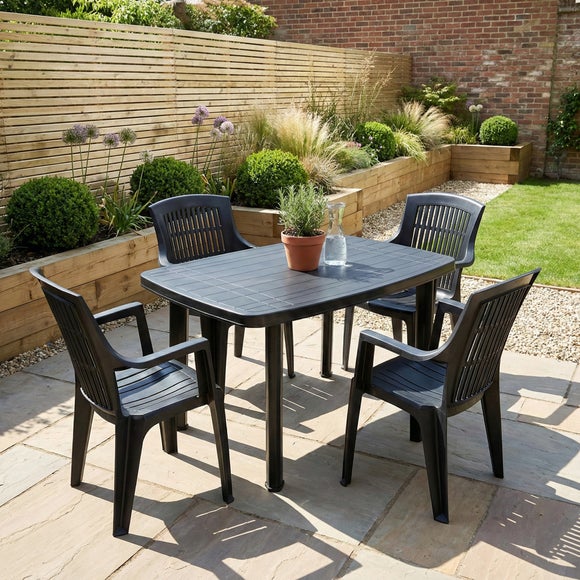 Trabella Aurora Rectangular Patio Table with 4 Bonnie Chairs