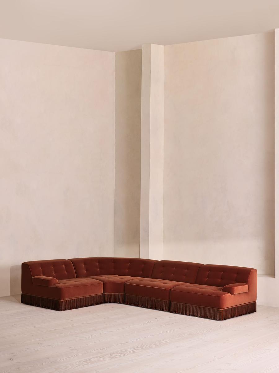 Elowen Modular Sofa, L-Shape Sofa, Velvet, Rust