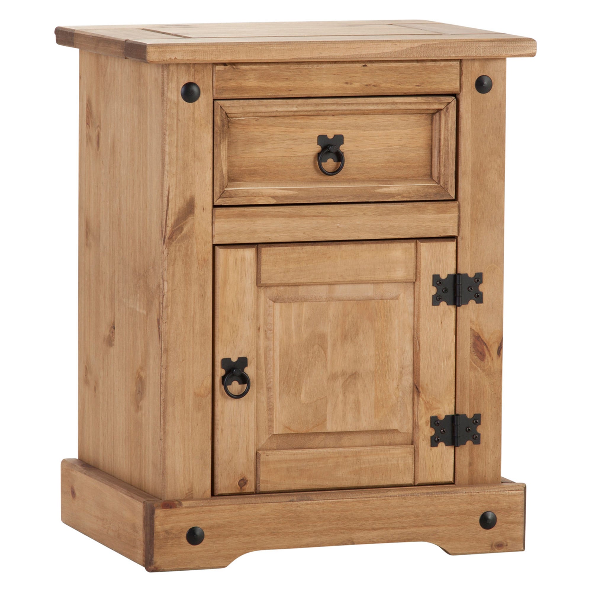 Corona 1 Drawer & 1 Door Bedside Table, Pine
