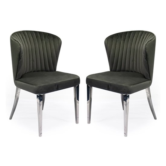 Ottavia Grey Velvet Fabric Dining Chair In Pair