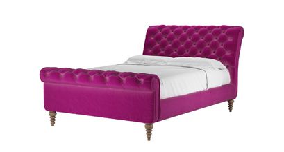 Knightsbridge Double Bed in Peony Cotton Matt Velvet - sofa.com