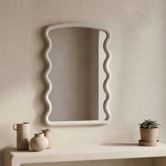Cleo Rectangle Wood Wiggle Wall Mirror