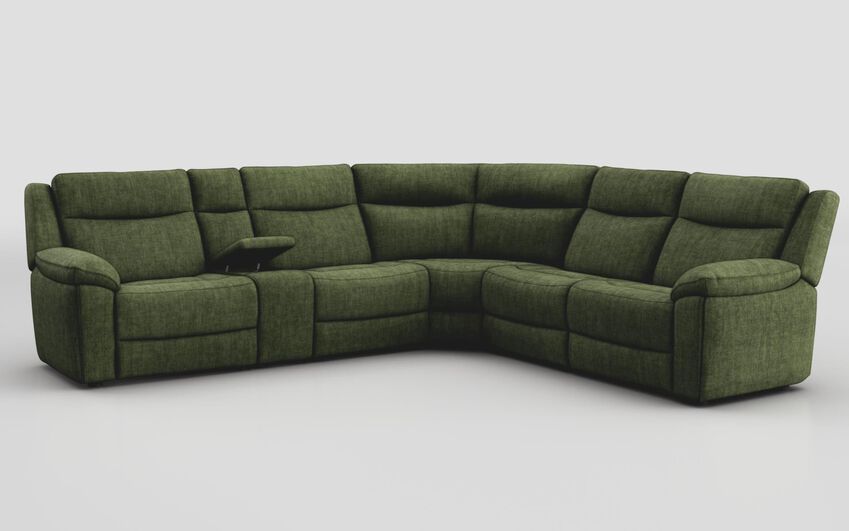 Green Fabric Villa 3 Corner 3 Sofa with Console