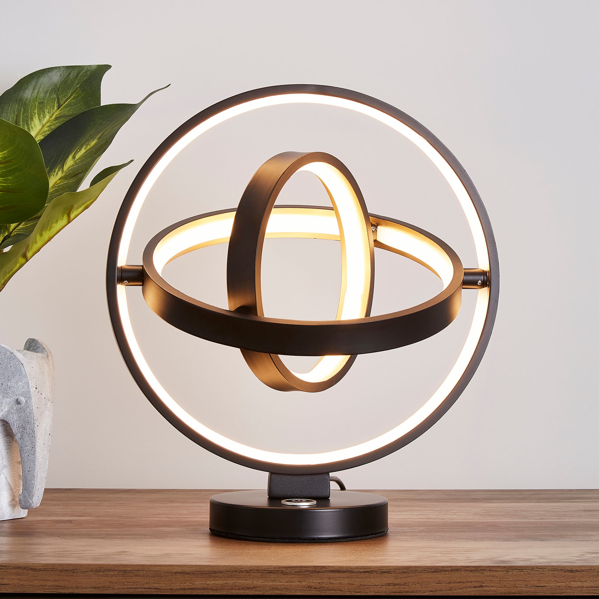 Black and Gold Ida Integrated LED Table Lamp Chrome