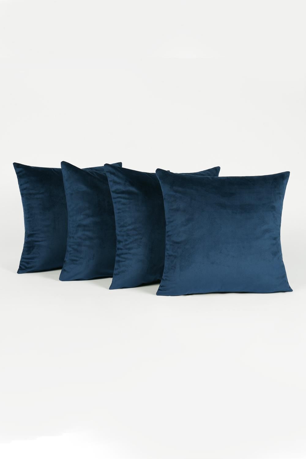 OHS 4 x Matte Velvet Cushion Covers Soft Plain Zip in Navy