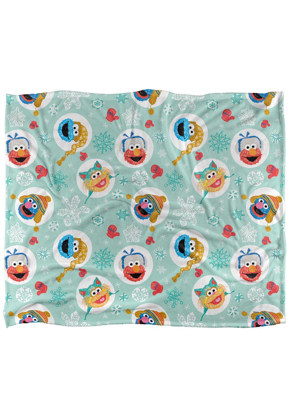 Sesame Street Festive Heads Pattern Silky Touch Super Soft Throw Blanket 152 X 127 cm in White