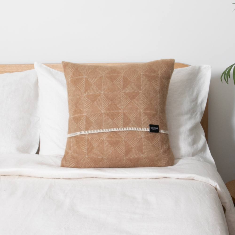 Native Natural Diamond Beige Wool Cushion 45x45cm