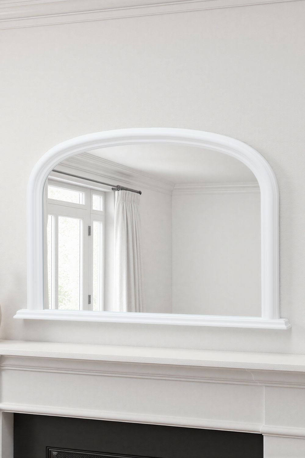 Yearn Mirrors Overmantle Arched Contemporary Mirror White 112(w)x77cm(h)