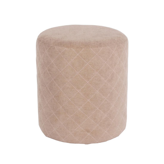 Arturo Upholstered Round Fabric Stool In Sand