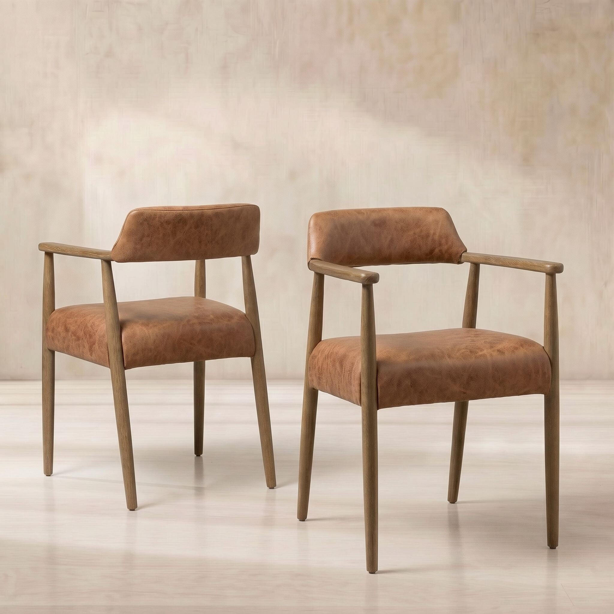 Ames Dining Chair With Arms, Brown Leather | Barker & Stonehouse