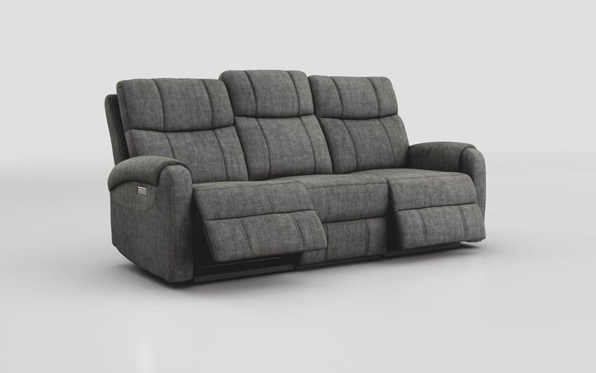 Black Fabric Calisese 3 Seater Power Recliner Sofa