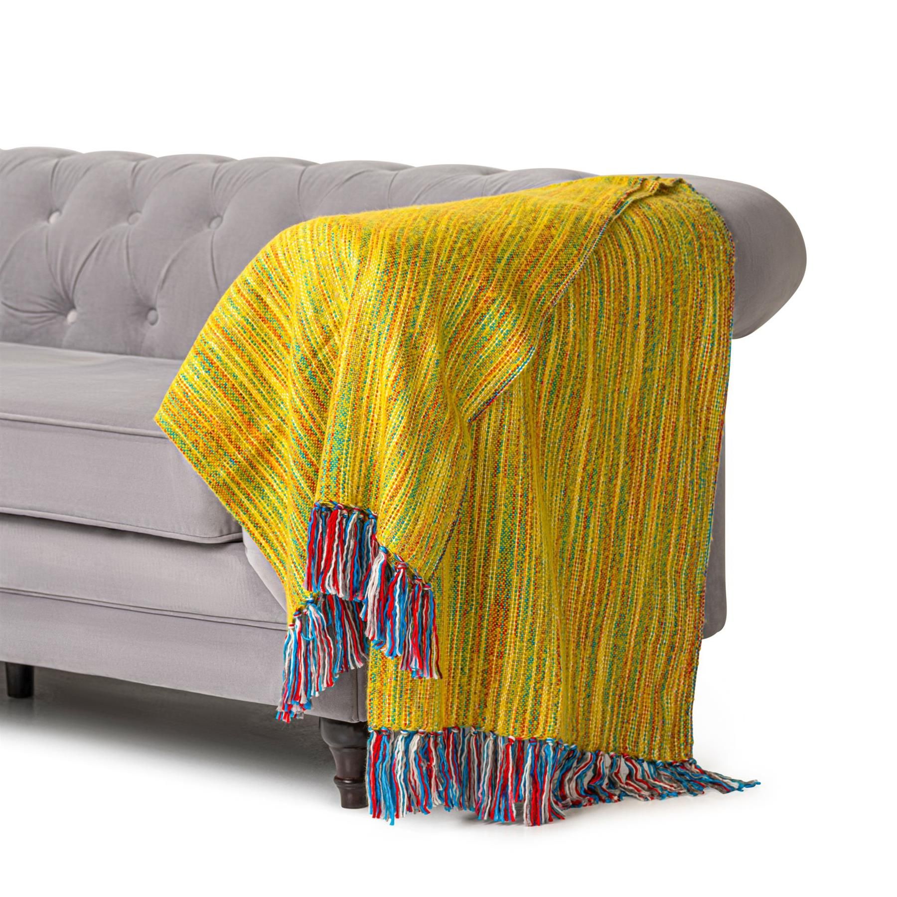 Luxury Living 100% Acrylic Throw - 200cm x 130cm - Lime Stripe