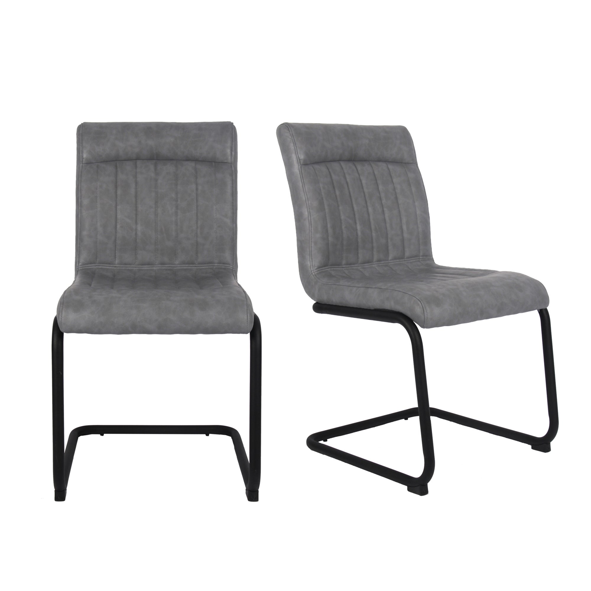 Felix Set of 2 Cantilever PU Leather Dining Chairs Grey