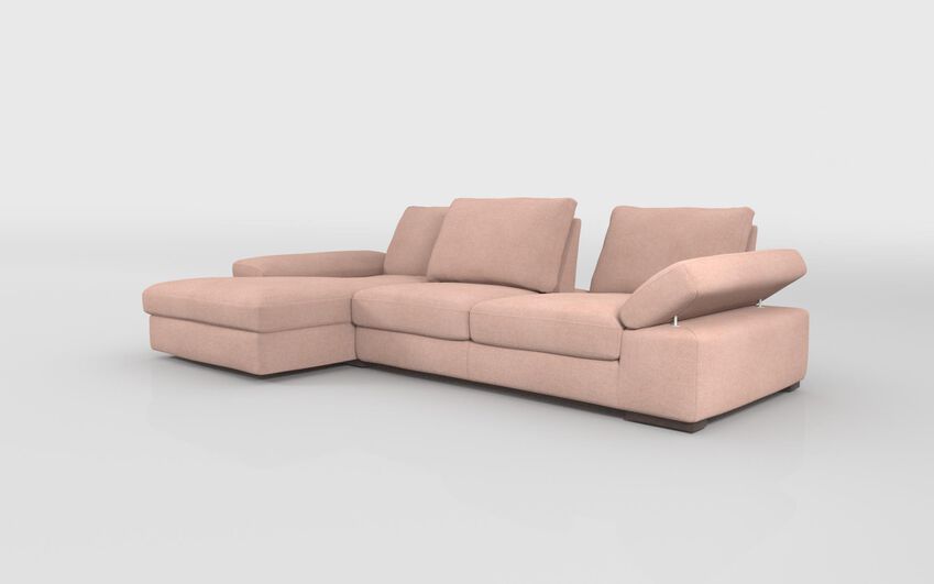 Pink Fabric Savazza 4 Seater Sofa with Adjustable Back Rest Left Hand Facing Lounger