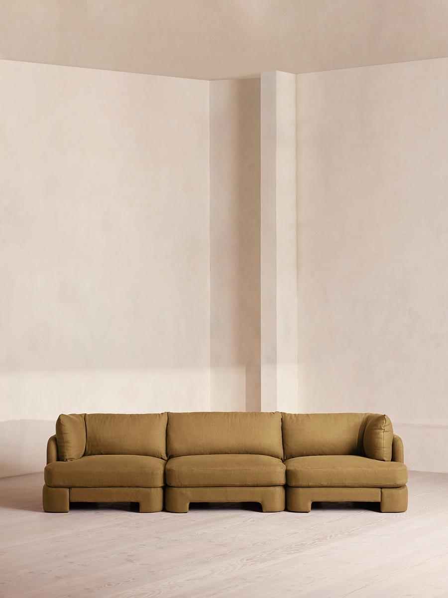 Odell Deeper Sit Modular Sofa, Four Seater, Linen, Ochre