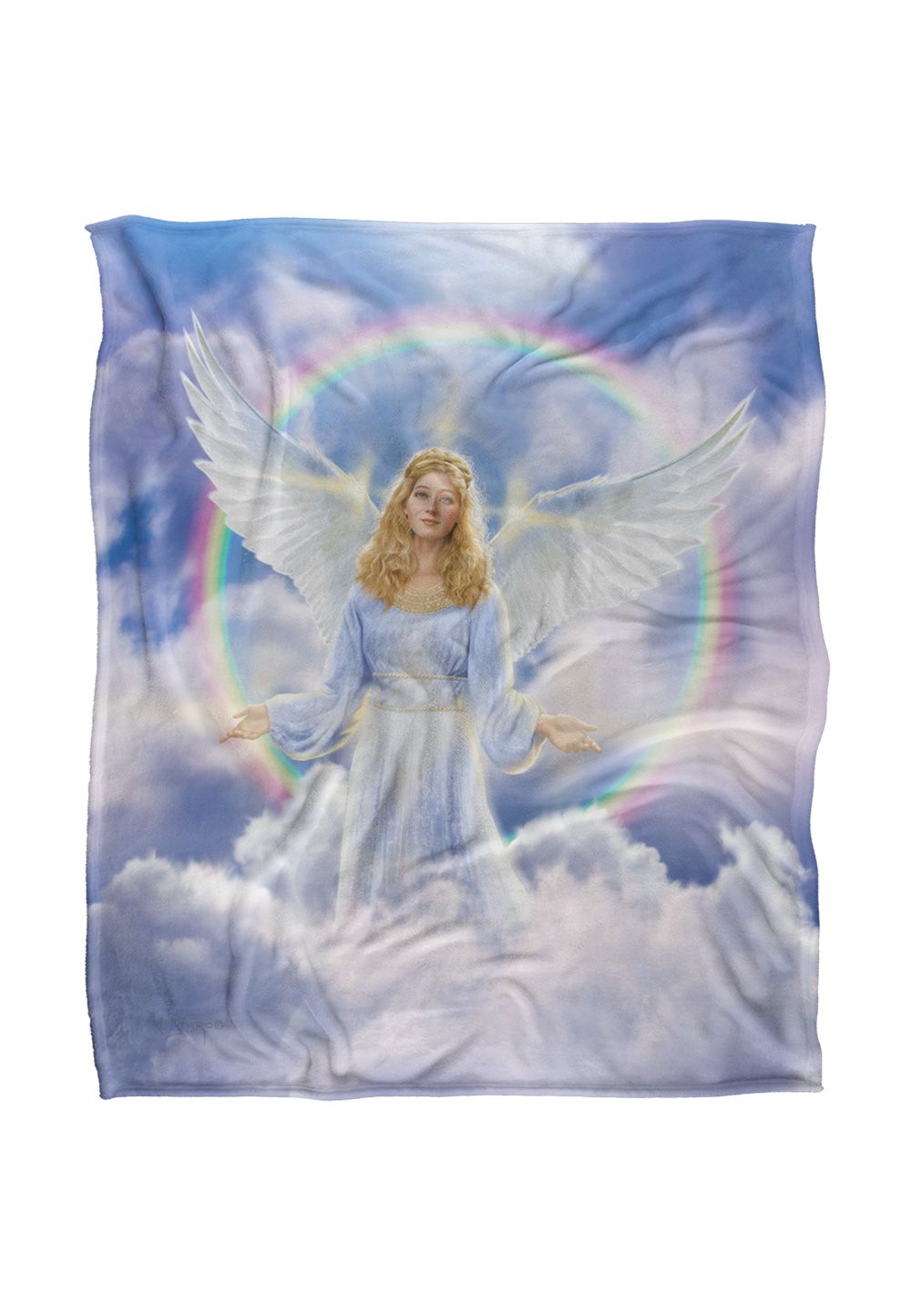 JQ Licensing Jlo Angel Rainbow Silky Touch Super Soft Throw Blanket 152 X 127 cm in White