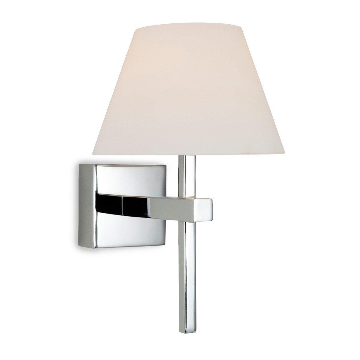 Netlighting Fabio 1 Light Bathroom Wall Light Chrome Opal Glass IP44 G9 in Grey
